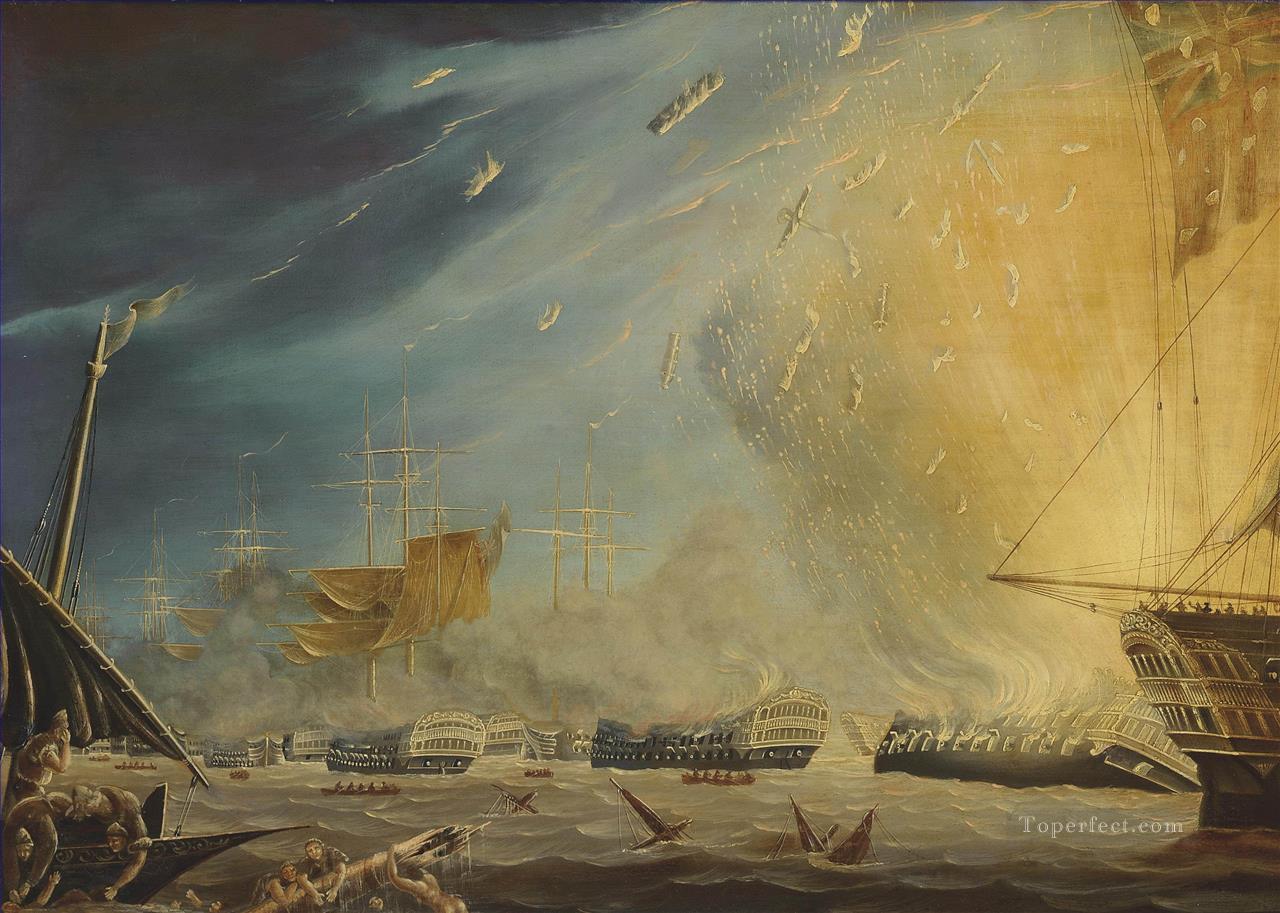 Robert Dodd circle The Battle of the Nile 1st August 1798 Naval Battles Oil Paintings